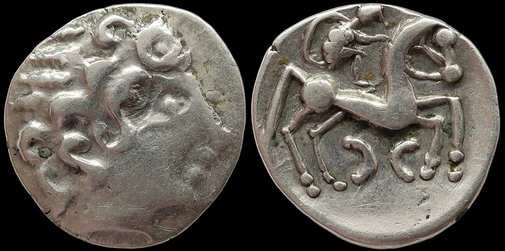 Bituriges Cubes, drachme aux deux croissants monnaies antiques celtes bituriges cubes drachme aux deux croissants