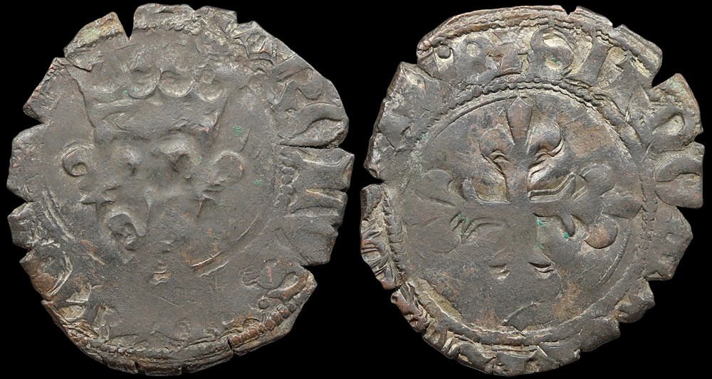 1418-1422 Dauphin Charles régent, gros dit "florette", Bourges, 16ème émission monnaies europe medievale france royales 1418 1422 dauphin charles regent gros dit florette bourges 16eme emission
