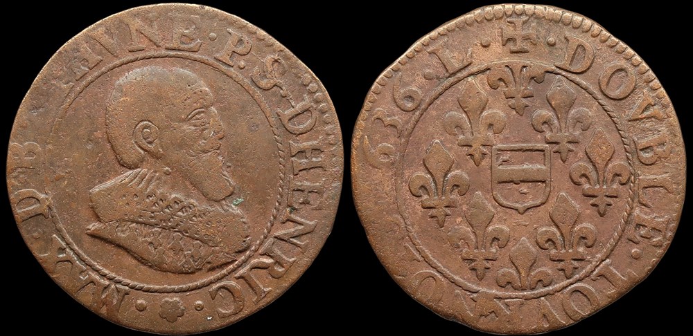 Principauté de Boisbelle-Henrichemont, double tournois de Maximilien de Béthune, duc de Sully monnaies europe medievale france feodales principaute de boisbelle henrichemont double tournois de maximilien de bethune duc de sully