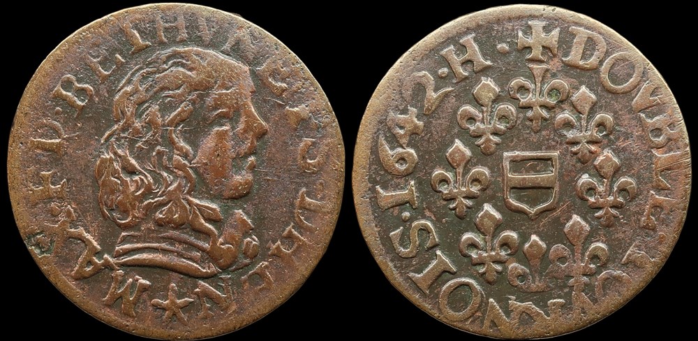 monnaies europe medievale france feodales principaute de boisbelle henrichemont double tournois de maximilien iii francois de bethune