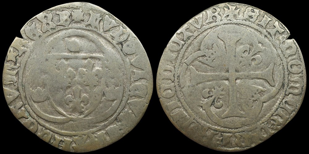 1461-1483 Louis XI, Blanc à la couronne, Bourges, 1ère émission monnaies europe medievale france royales 1461 1483 louis xi blanc a la couronne bourges 1ere emission