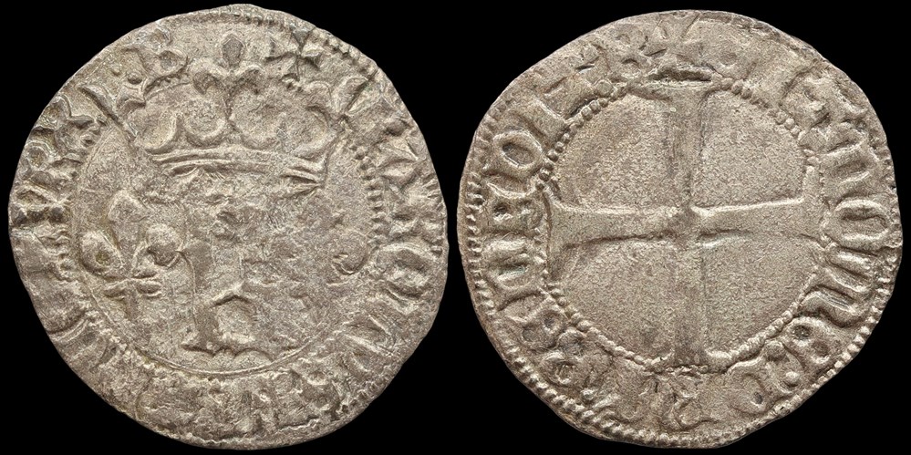 1422-1461 Charles VII, Petit blanc au K, Bourges monnaies europe medievale france royales 1422 1461 charles vii petit blanc au k bourges