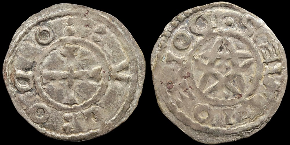 Seigneurie de Déols, denier d'Eudes l'Ancien monnaies europe medievale france feodales seigneurie de deols denier eudes ancien