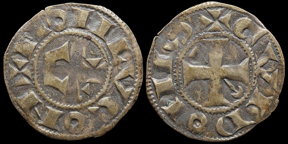 Seigneurie de Montluçon, denier de Gui de Dampierre monnaies europe medievale france feodales seigneurie de montlucon denier de gui de dampierre