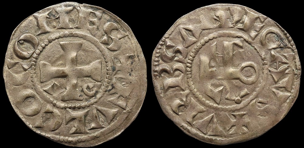 Comté d'Anjou, denier de Foulques et Geoffroi monnaies europe medievale france feodales comte anjou denier de foulques et geoffroi
