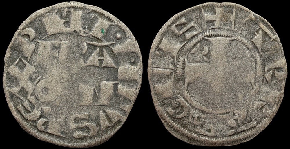 1180-1223 Philippe II, denier parisis, Arras, 2ème type monnaies europe medievale france royales 1180 1223 philippe ii denier parisis arras 2eme type