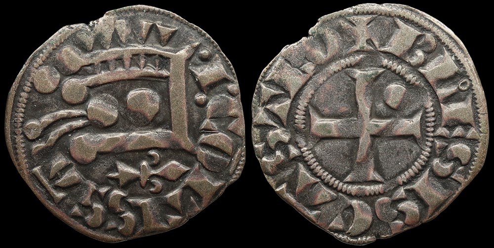 Comté de Blois, denier de Jeanne de Châtillon monnaies europe medievale france feodales comte de blois denier de jeanne de chatillon