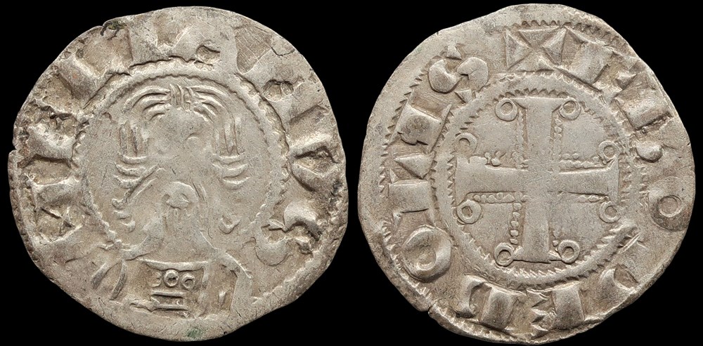 Seigneurie de Châteaumeillant, denier d'Ebbes II monnaies europe medievale france feodales seigneurie de chateaumeillant denier ebbes ii