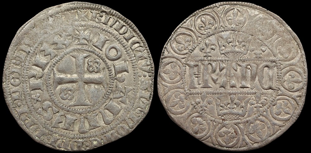 1350-1364 Jean II, blanc aux quadrilobes, 1ère émission monnaies europe medievale france royales 1350 1364 jean ii blanc aux quadrilobes 1ere emission