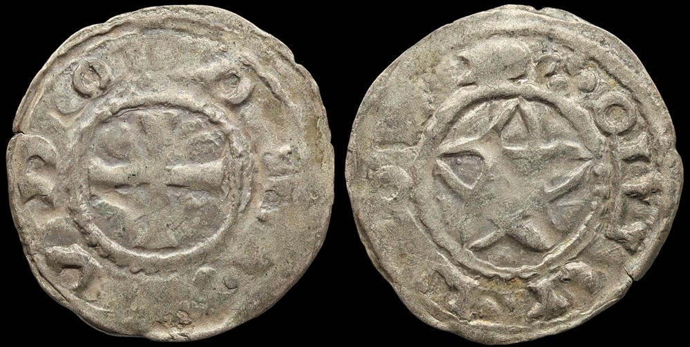 Seigneurie de Déols, denier d'Eudes l'Ancien monnaies europe medievale france feodales seigneurie de deols denier eudes ancien