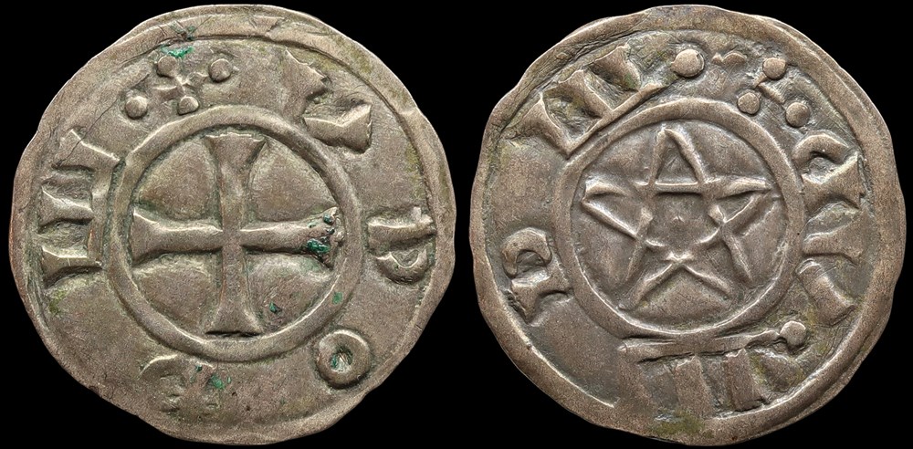 Seigneurie de Déols, denier d'Eudes l'Ancien monnaies europe medievale france feodales seigneurie de deols denier eudes ancien