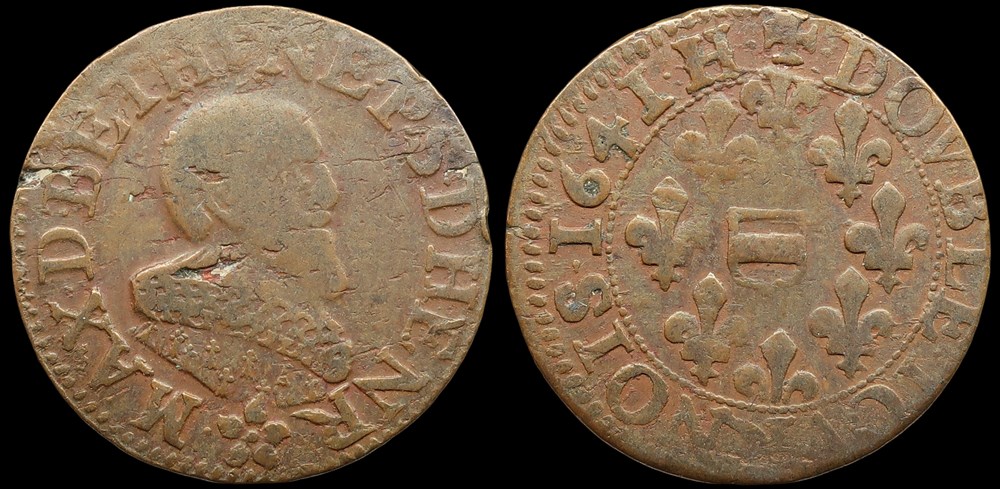Principauté de Boisbelle-Henrichemont, double tournois de Maximilien de Béthune, duc de Sully monnaies europe medievale france feodales principaute de boisbelle henrichemont double tournois de maximilien de bethune duc de sully