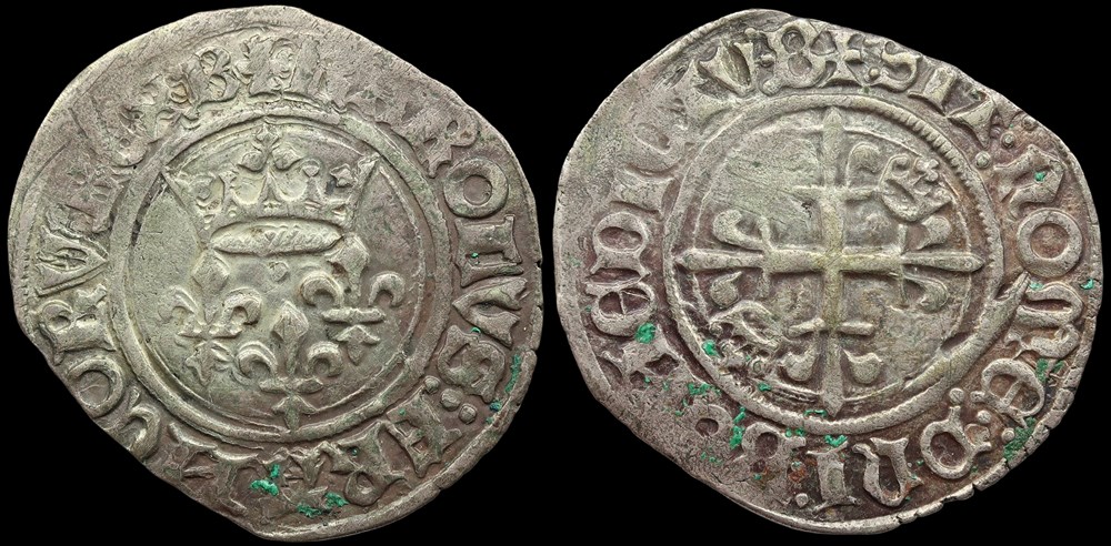 1418-1422 Dauphin Charles régent, gros dit "florette", Bourges, 3ème émission monnaies europe medievale france royales 1418 1422 dauphin charles regent gros dit florette bourges 3eme emission
