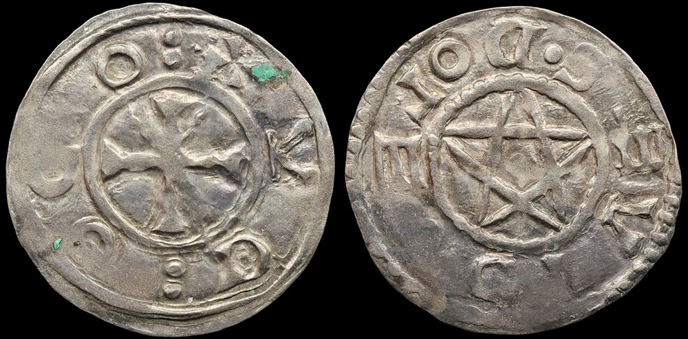 Seigneurie de Déols, denier d'Eudes l'Ancien monnaies europe medievale france feodales seigneurie de deols denier eudes ancien