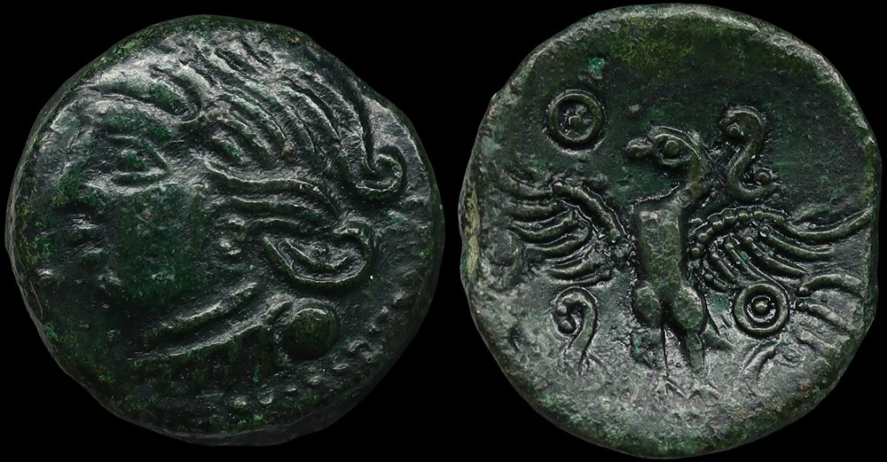 Bituriges Cubes, bronze CALIAGIID à l'esse monnaies antiques celtes bituriges cubes bronze caliagiid a esse