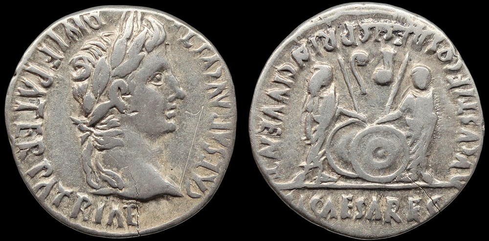 Empire, Auguste, Caius et Lucius, denier de Lyon monnaies antiques romaines imperiales republicaines empire auguste caius et lucius denier de lyon