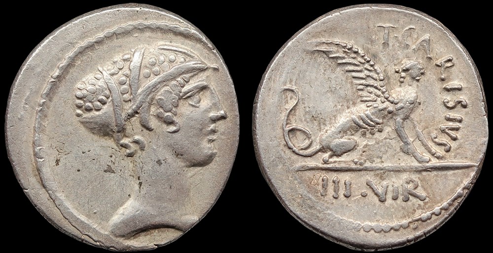 446- République, Carisia (Titus Carisius) monnaies antiques romaines imperiales et republicaines 446 republique carisia titus carisius