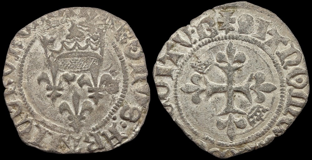 1418-1422 Dauphin Charles régent, gros dit "florette", Bourges, 9ème émission monnaies europe medievale france royales 1418 1422 dauphin charles regent gros dit florette bourges 9eme emission