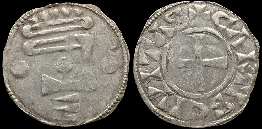 Comté de Chartres, denier anonyme monnaies europe medievale france feodales comte de chartres denier anonyme
