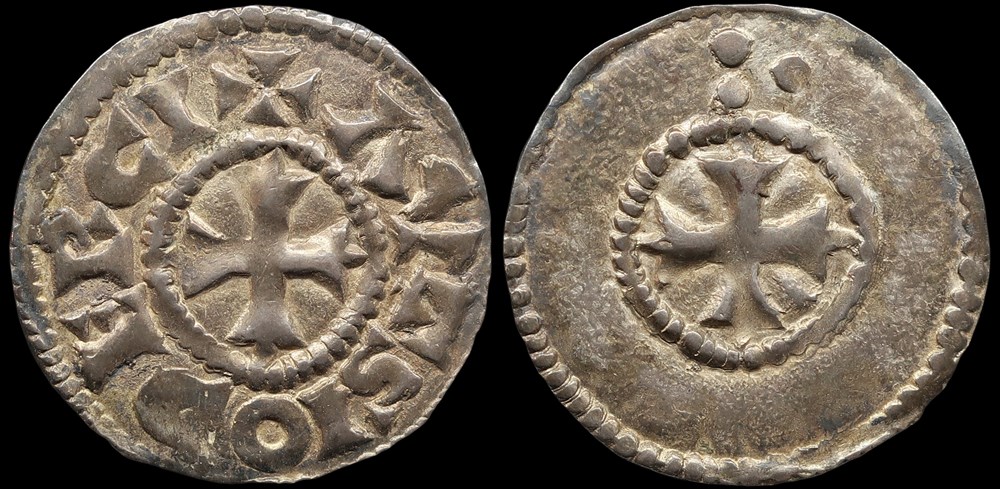 Comté d'Auxerre, denier anonyme monnaies europe medievale france feodales comte auxerre denier anonyme
