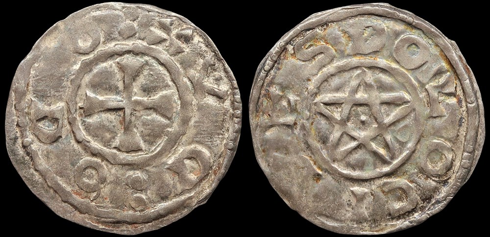 Seigneurie de Déols, denier d'Eudes l'Ancien monnaies europe medievale france feodales seigneurie de deols denier eudes ancien