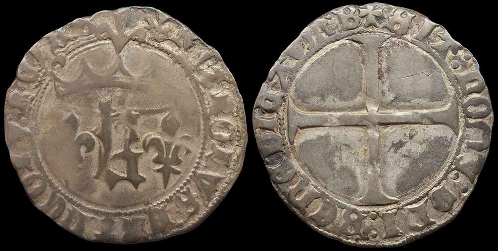 1422-1461 Charles VII, Blanc au K dit des gens d’arme, Bourges monnaies europe medievale france royales 1422 1461 charles vii blanc au k dit des gens d arme bourges