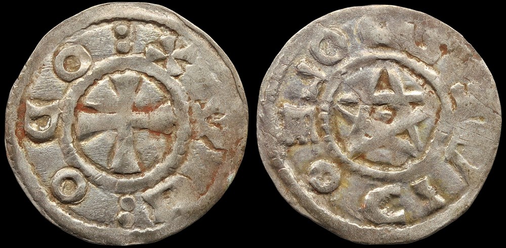 Seigneurie de Déols, denier d'Eudes l'Ancien monnaies europe medievale france feodales seigneurie de deols denier eudes ancien