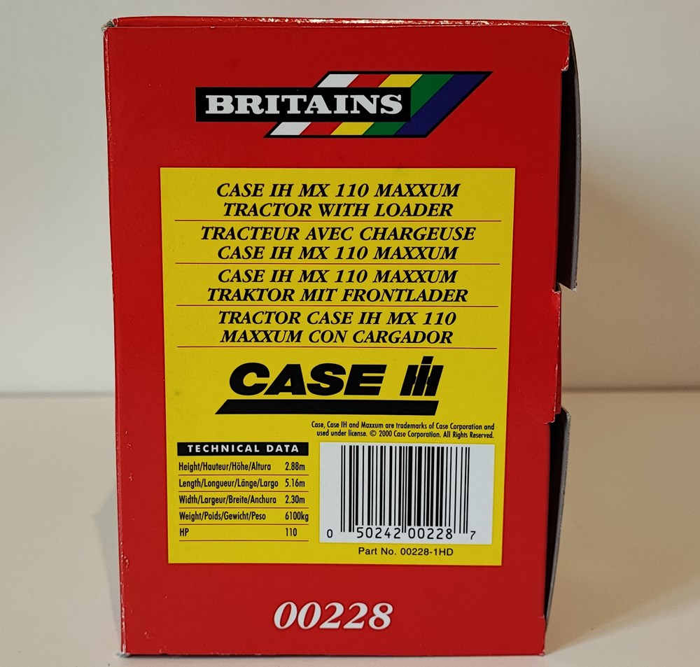 modeles reduits vehicules agricoles britains 00228 tracteur case ih mx 110 maxxum ok