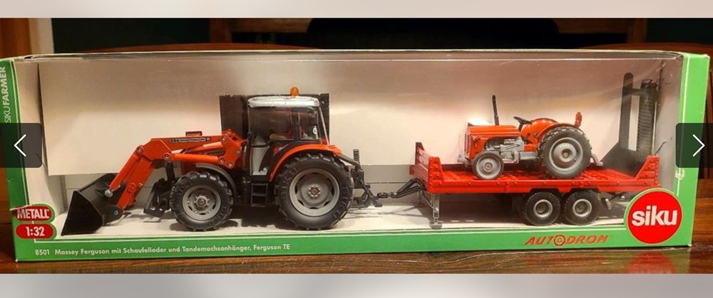 modeles reduits vehicules agricoles deutz fahr siku 8501 set massey ferguson mf remorque porte vehicule