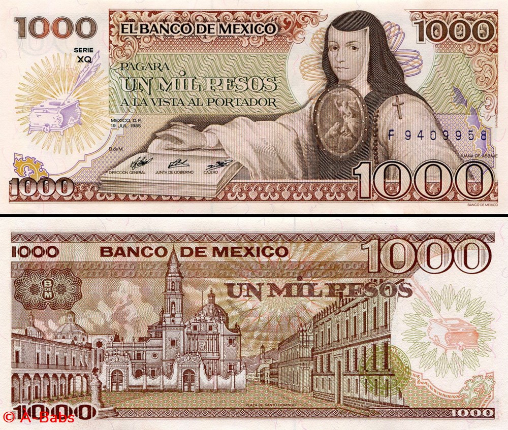 billets amerique du nord mexique pick 085a xq 1000 pesos 1985
