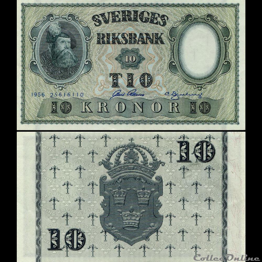 SUÈDE - PICK 43 d - 10 KRONOR - 1956 billet europe suede pick 43 d 10 kronor 1956