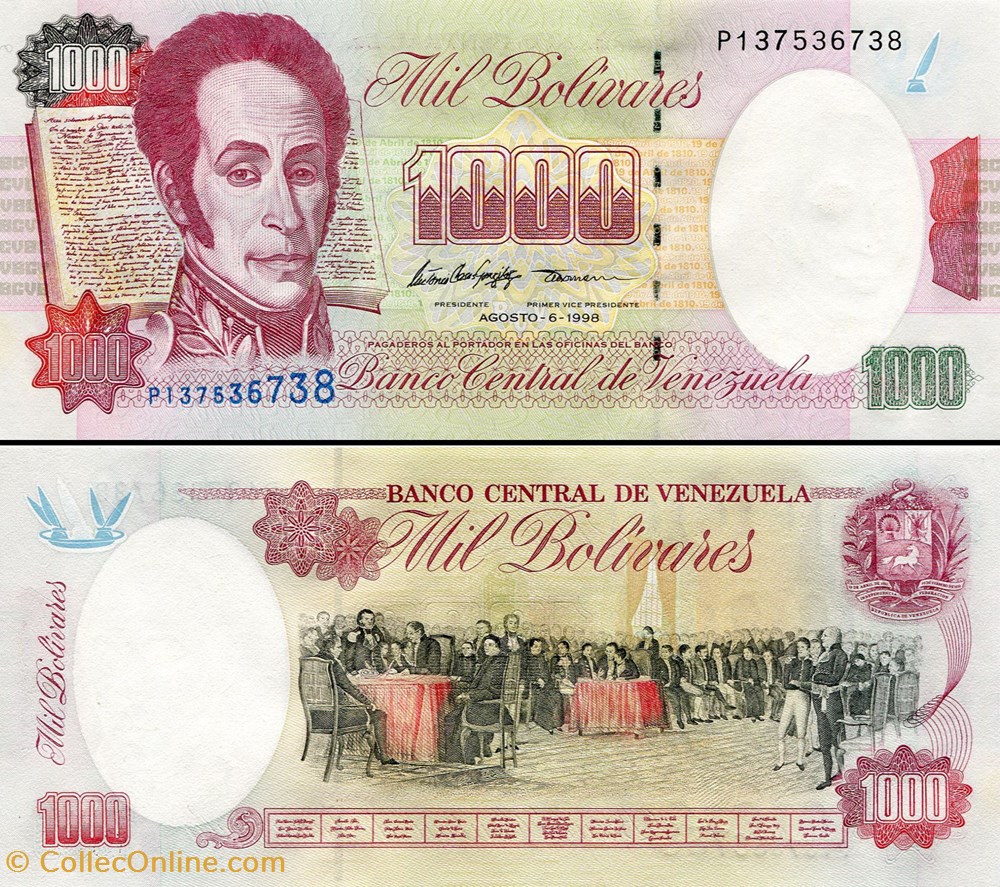 billets amerique du sud venezuela pick 076 d 1000 bolivares 1998