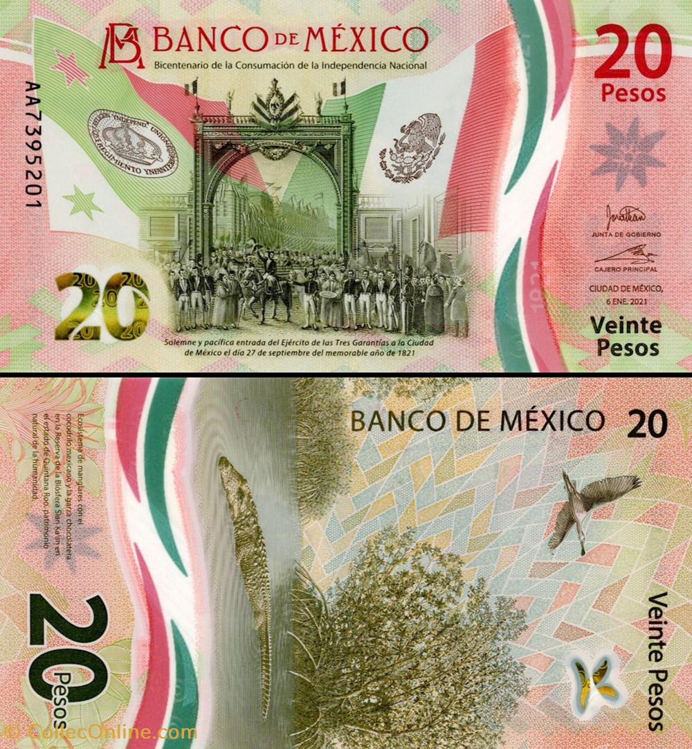 billets amerique du nord mexique pick 135c 20 pesos 2021