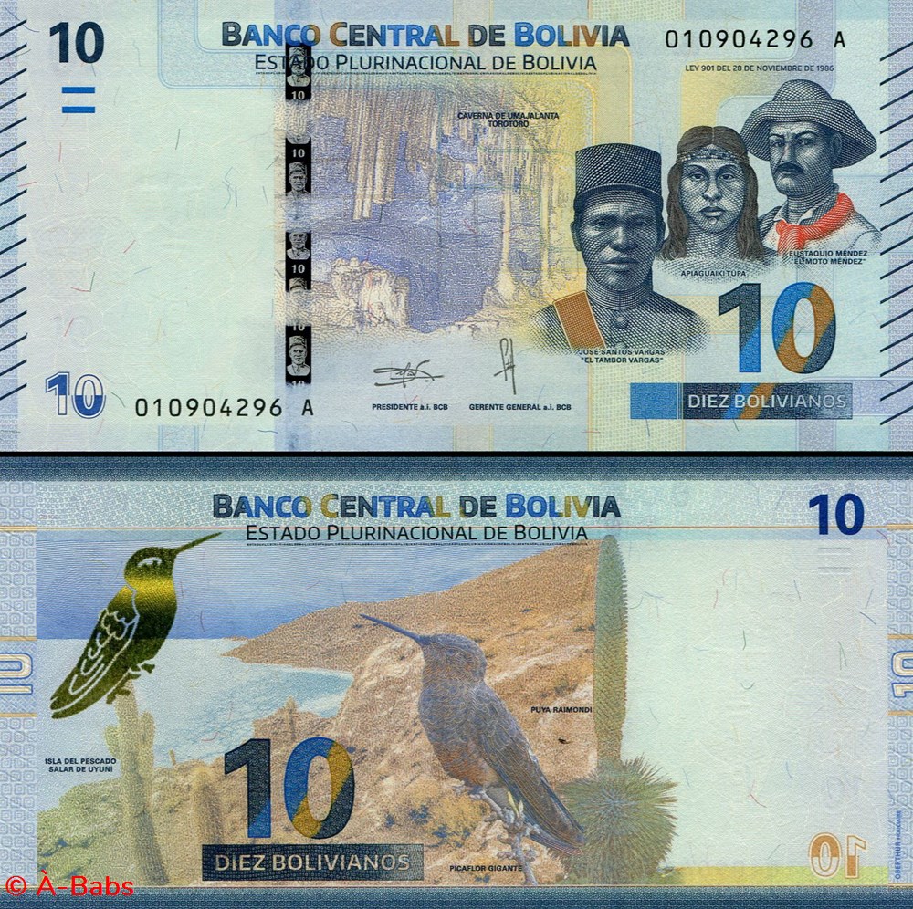 billets amerique du sud bolivie pick 248 a 10 bolivianos 2018