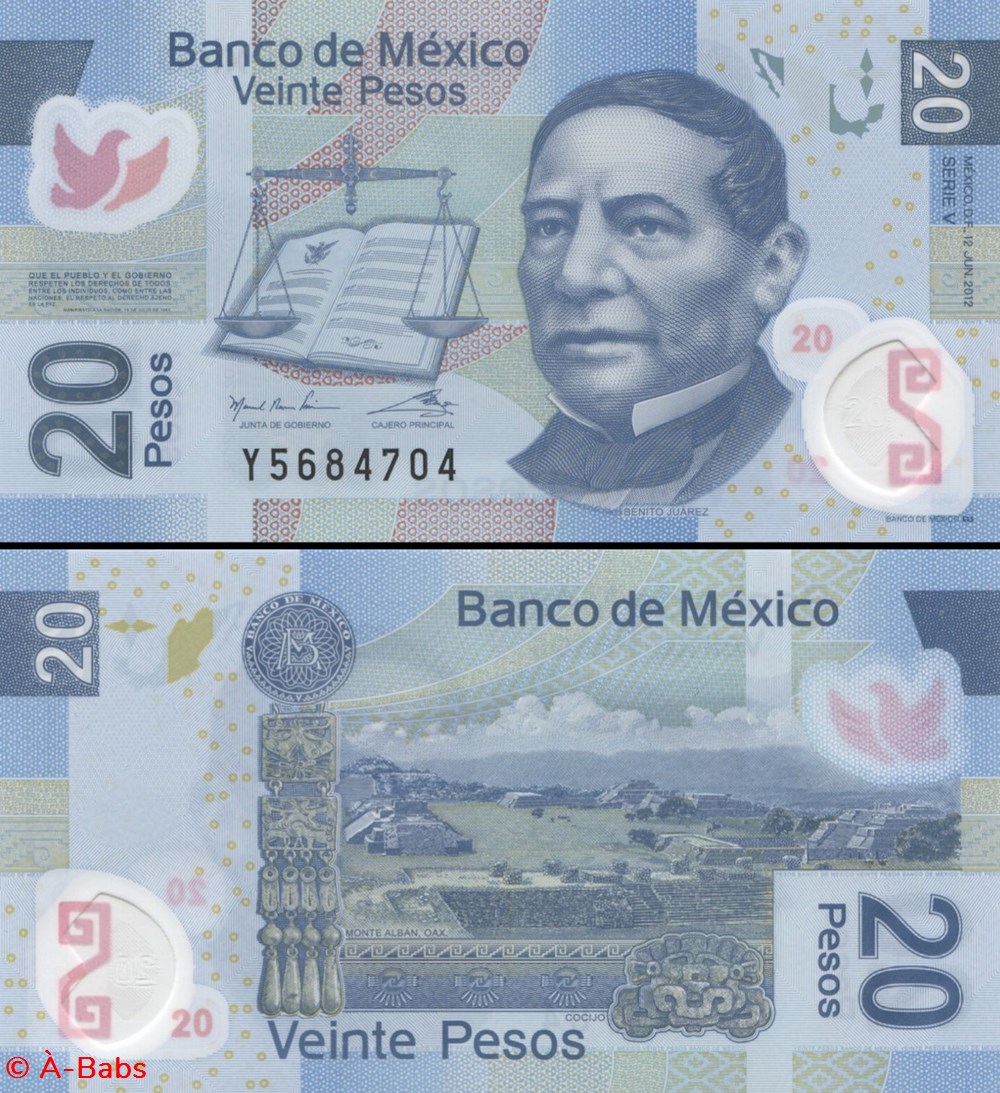 billets amerique du nord mexique pick 122v 20 pesos 2012