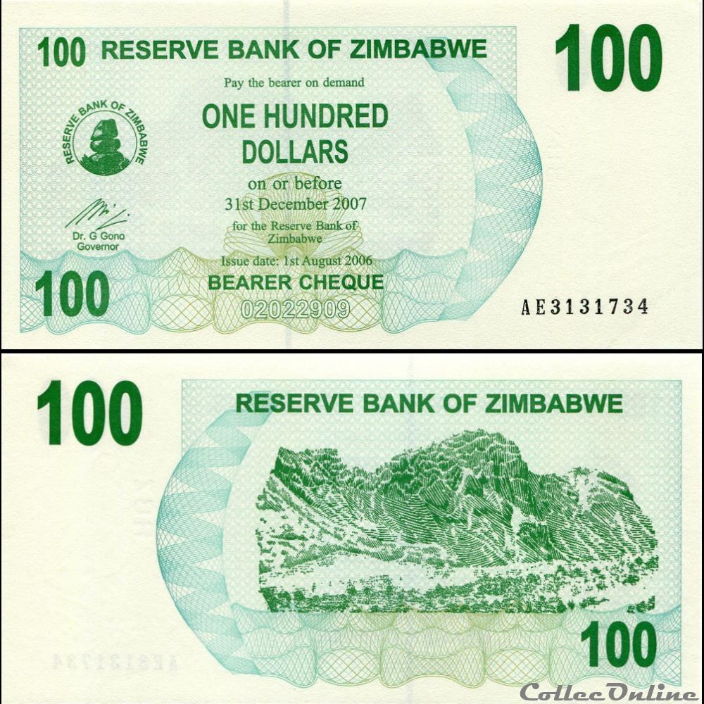 ZIMBABWE - PICK 042a - 100 Dollars - 2006 billet afrique zimbabwe pick 042a 100 dollars 2006