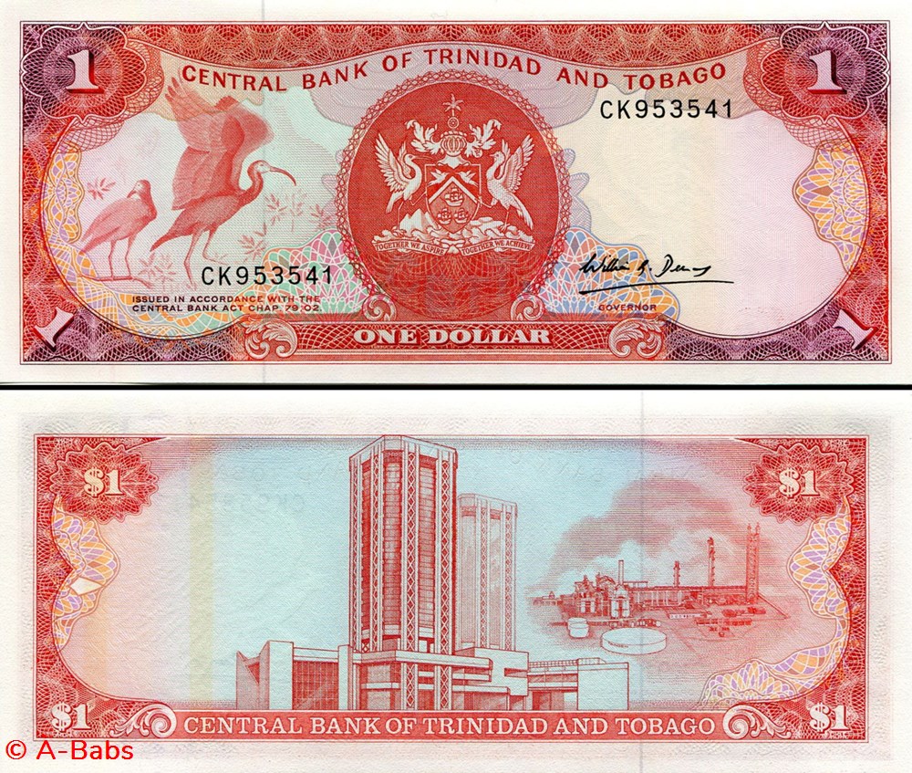 TRINIDAD ET TOBAGO - PICK 36b - 1 DOLLAR - 1985 billets amerique centrale caraibes trinite trinidad et tobago pick 36b 1 dollar 1985