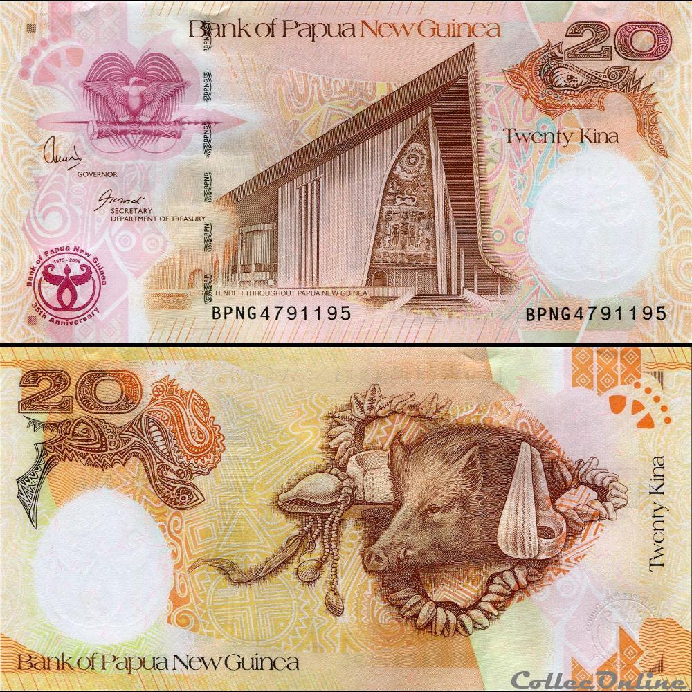 PAPOUASIE NOUVELLE GUINÉE - PICK 36 - 20 KINA - 2008 billet oceanie papouasie nouvelle guinee pick 36 20 kina 2008