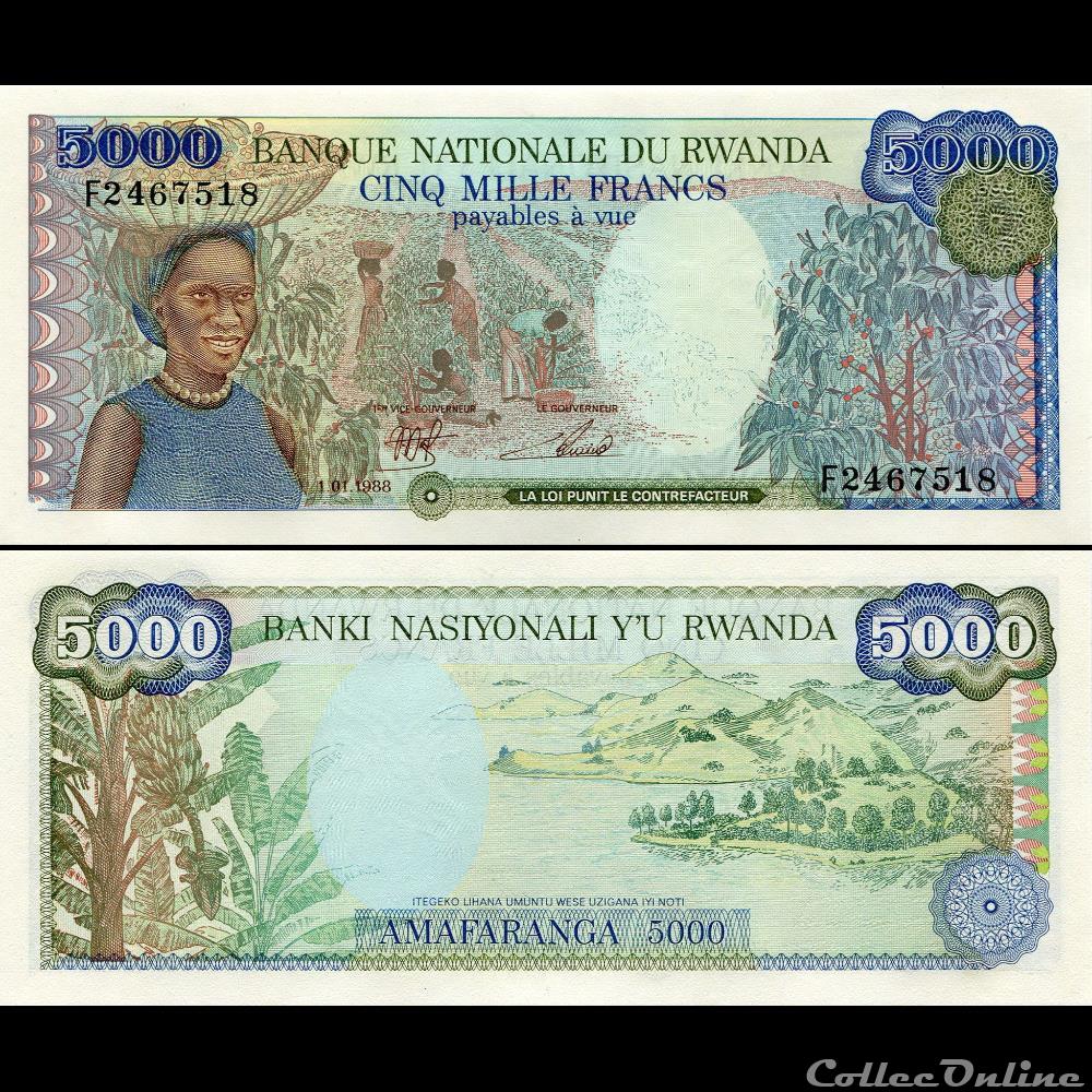 RWANDA - PICK 22 A - 5000 FRANCS - 1988 billet afrique rwandum rwanda pick 22 a 5000 francs 1988