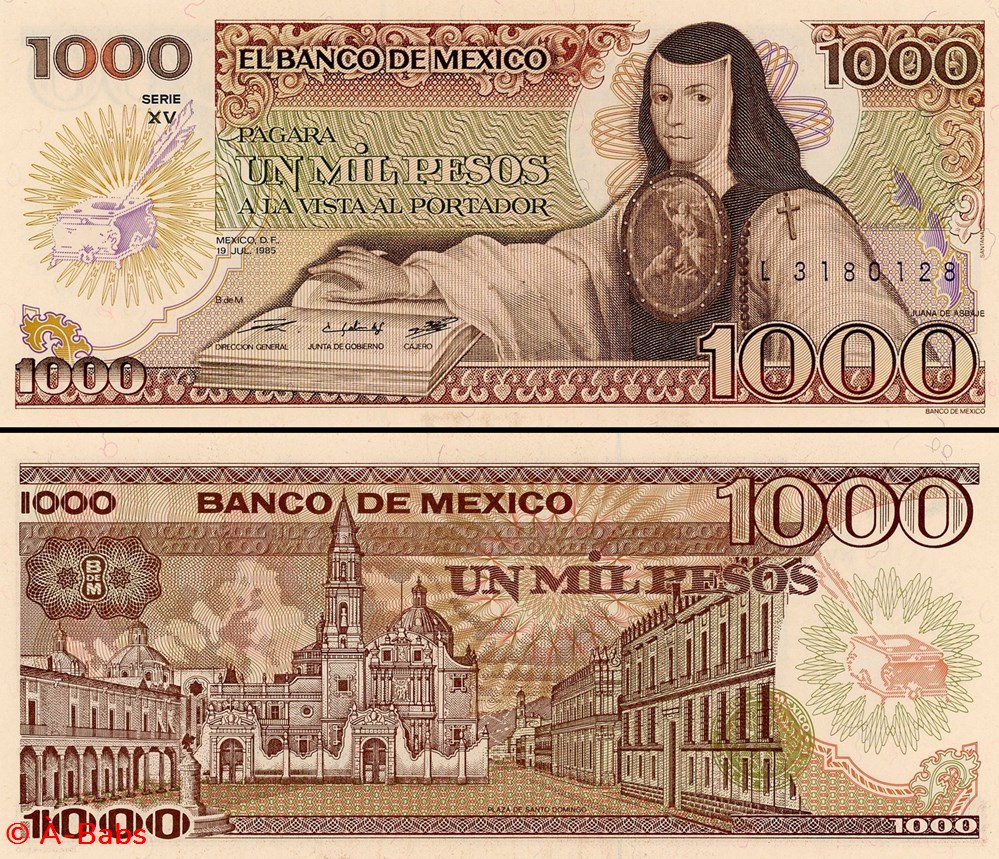 MEXIQUE - PICK 085a.XV - 1000 PESOS - 1985 billets amerique du nord mexique pick 085a xv 1000 pesos 1985