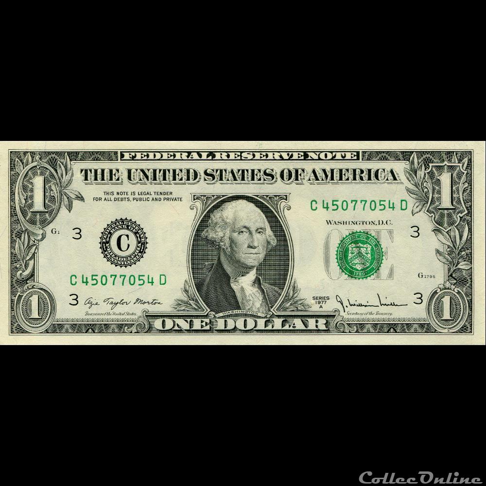 C- 1$ Federal Reserve Notes - Small Size 1977A Series billet amerique du nord etat uni c 1 federal reserve notes small size 1977a series