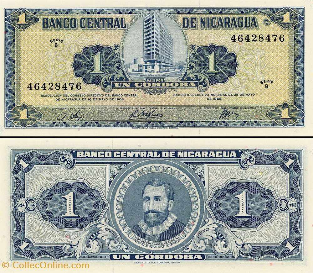 NICARAGUA - PICK 115a - 1 CORDOBA - 1968 billet amerique centrale et caraibe nicaragua pick 115a 1 cordoba 1968