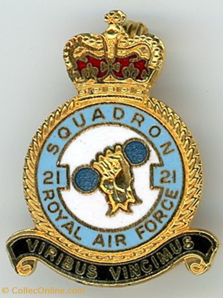 Insigne R.A.F - 21° Squadron (XXI°) militarium medaille insigne r a f 21 squadron xxi