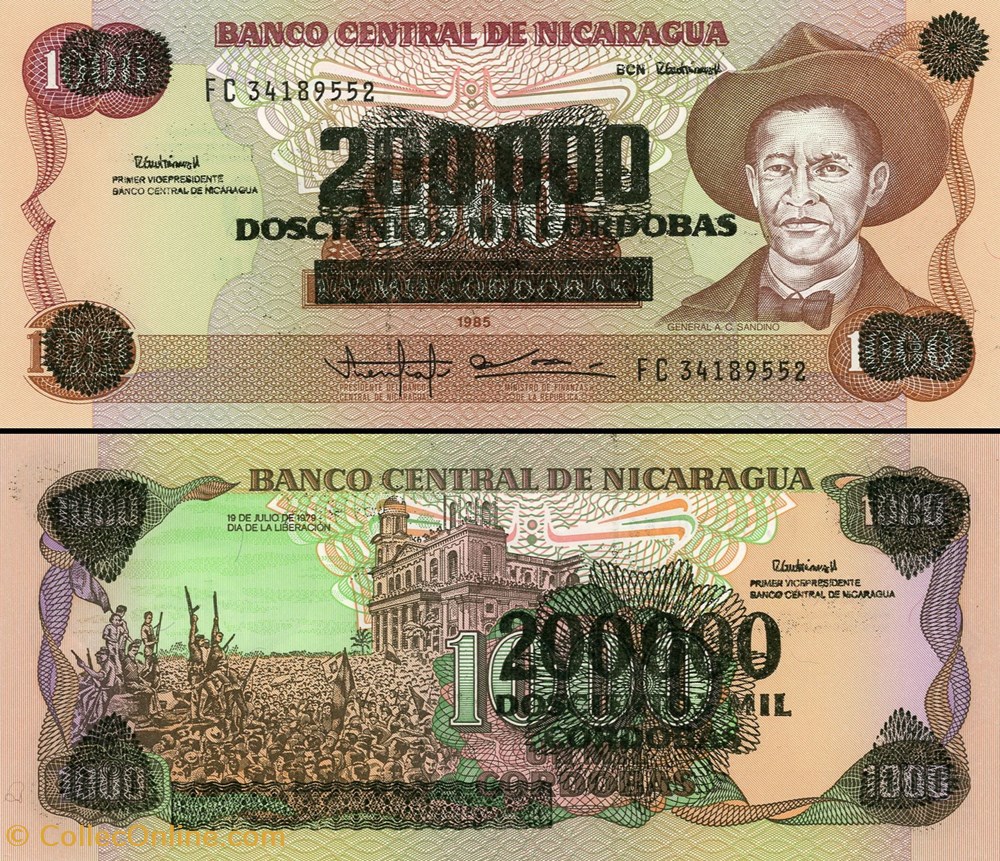billet amerique centrale et caraibe nicaragua pick 162 200 000 cordobas 1990