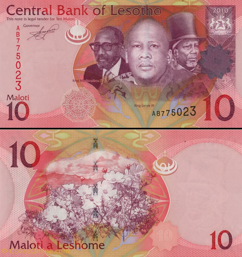 billets afrique malawi lesotho pick 21a 10 maloti 2010