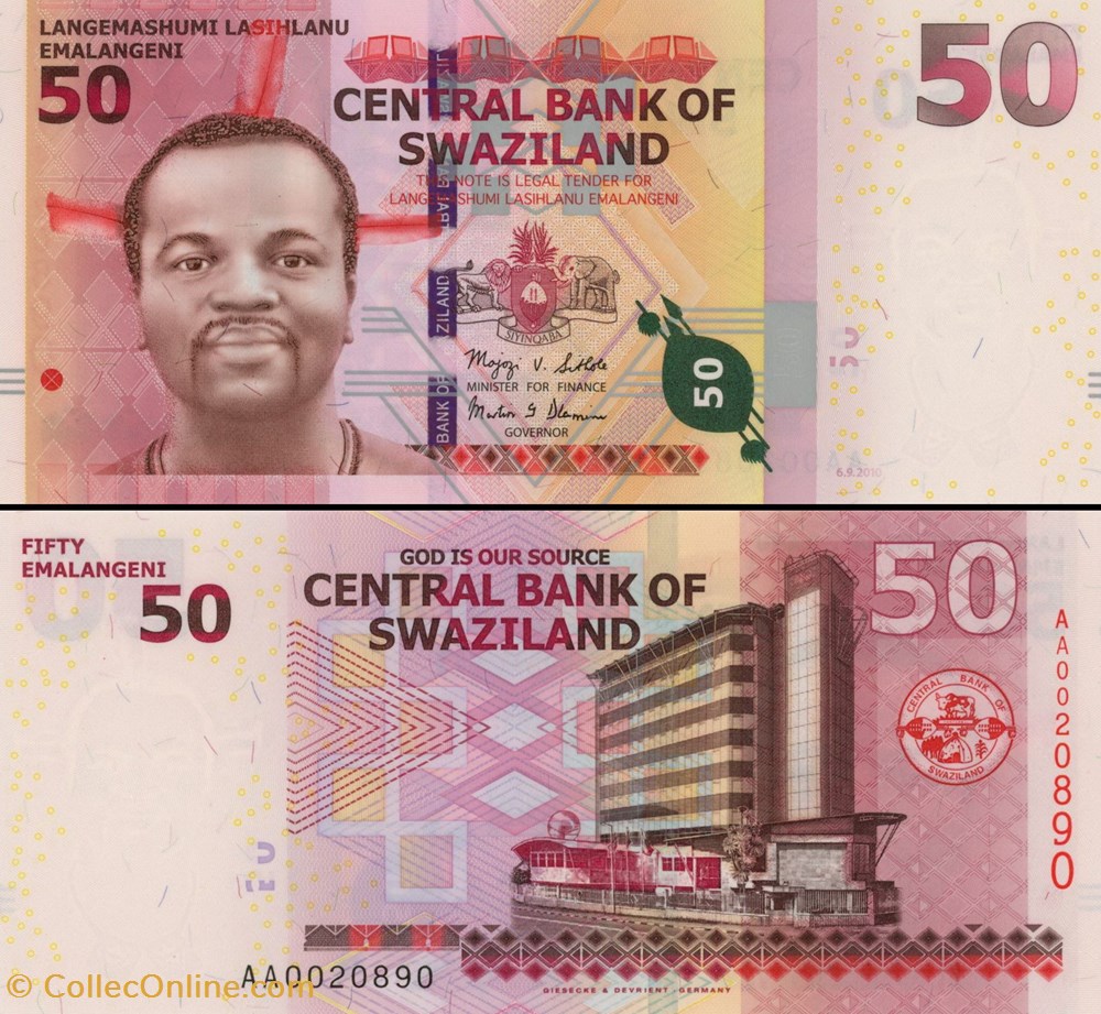 SWAZILAND - PICK 38a - 50 EMALANGENI - 2010 billets afrique swaziland pick 38a 50 emalangeni 2010