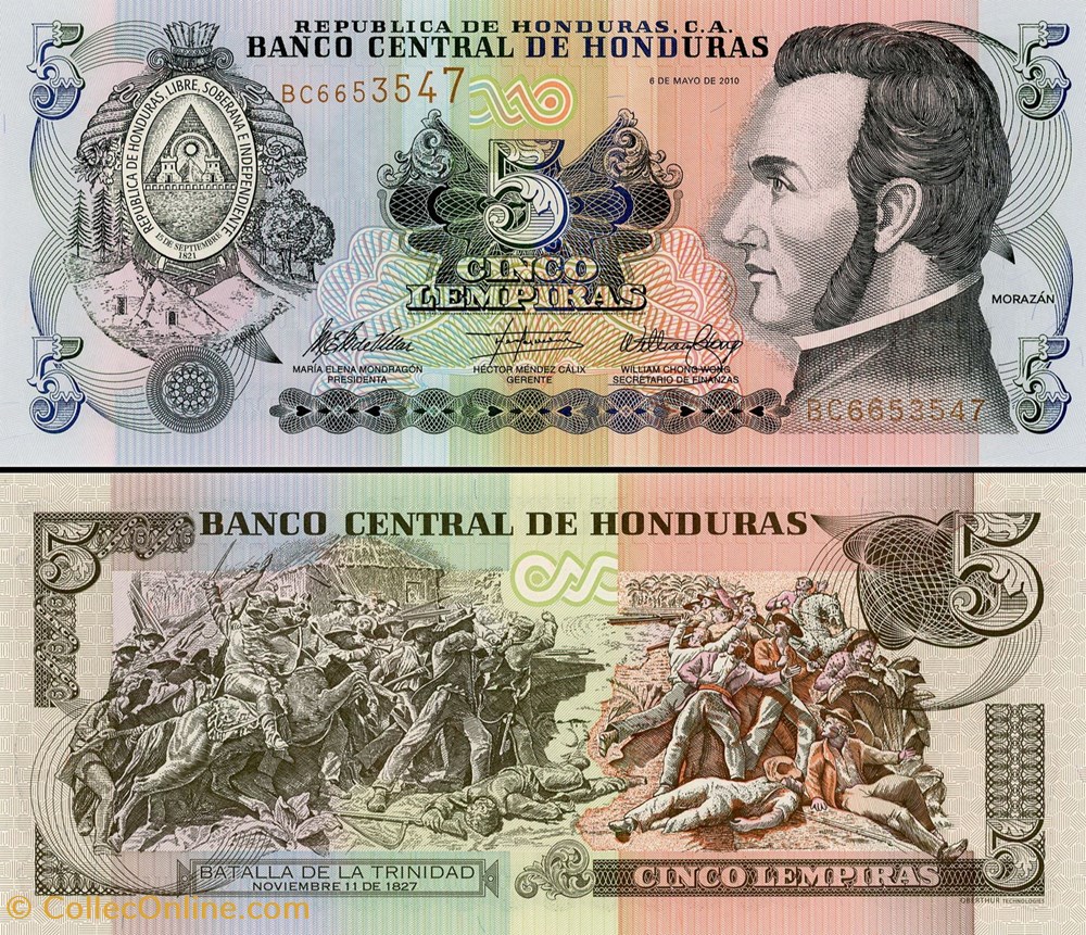 HONDURAS - Pick 91c - 5 LEMPIRAS - 2010 billet amerique centrale et caraibe honduras pick 91c 5 lempiras 2010