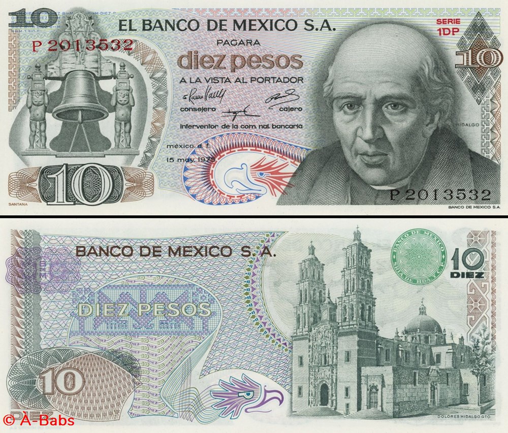 MEXIQUE - PICK 063h2 - 10 PESOS - 1975 billets amerique du nord mexique pick 063h2 10 pesos 1975