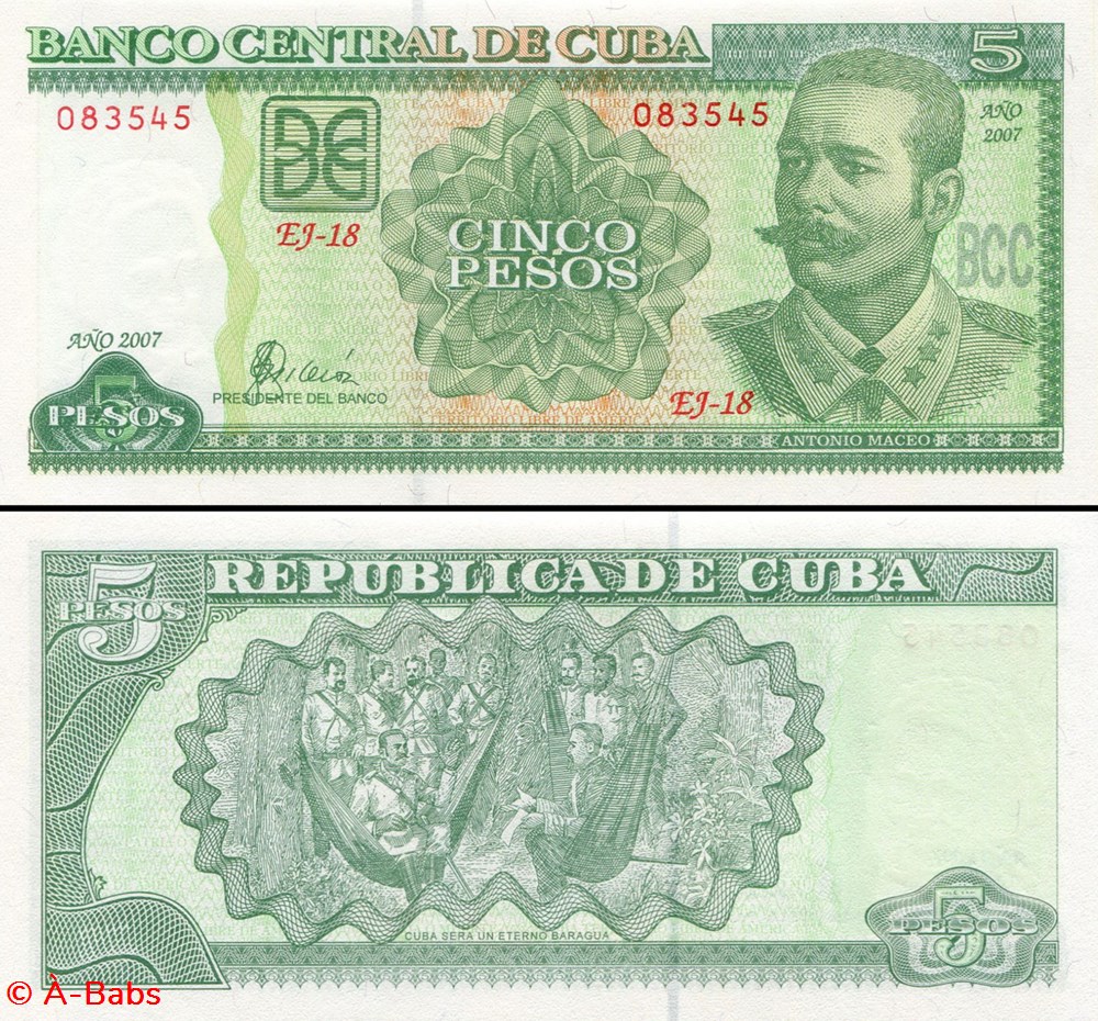 CUBA - PICK 116j - 5 PESOS - 2007 billets amerique centrale et caraibes cuba pick 116j 5 pesos 2007