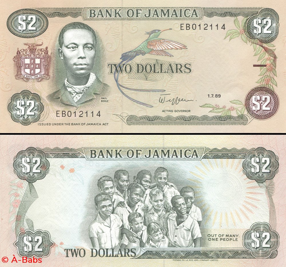 JAMAÏQUE - PICK 69c - 2 DOLLARS - 1989 billets amerique centrale et caraibes jamaique pick 69c 2 dollars 1989